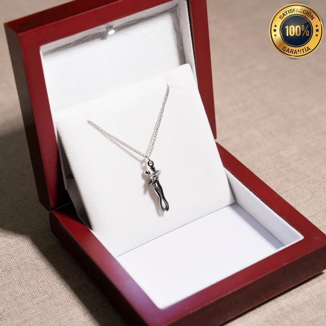 Collar Abrazo-Eterno® para mi Amor (con Nota especial y Caja de madera con luz)