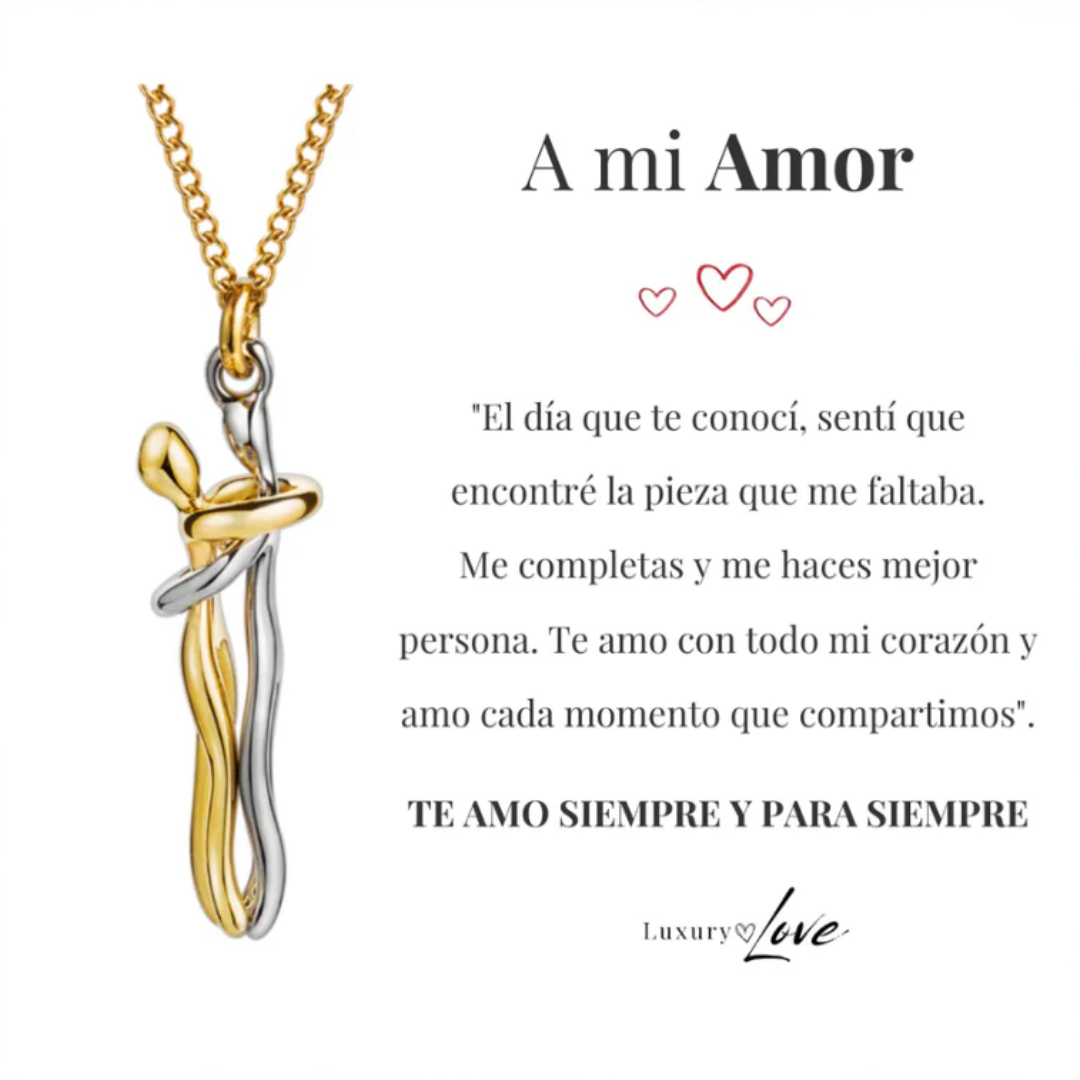 Collar Abrazo-Eterno® para mi Amor (con Nota especial y Caja de madera con luz)