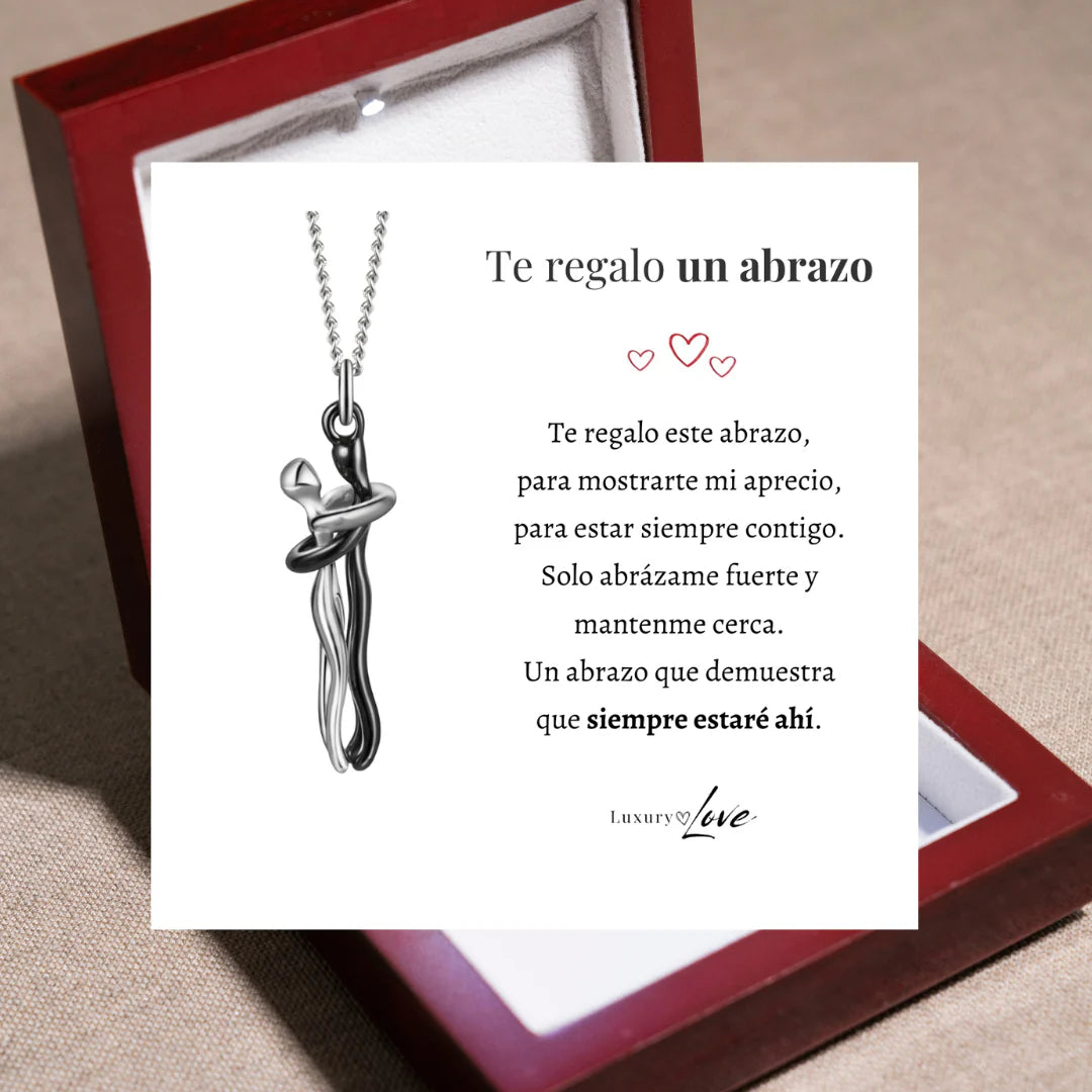 Collar Abrazo-Eterno® para mi Amor (con Nota especial y Caja de madera con luz)